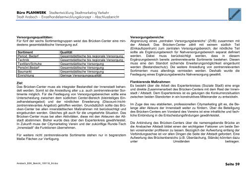 Kaufkraft- und Umsatzgrößen für die Stadt Ansbach insgesamt