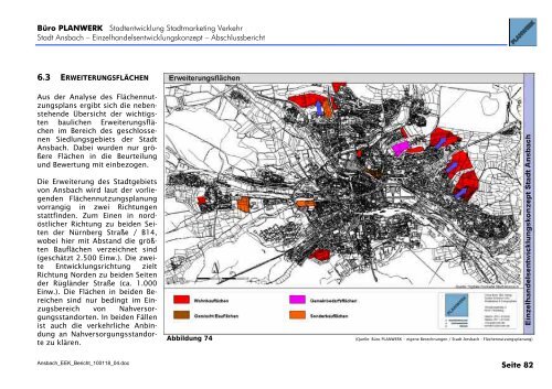 Kaufkraft- und Umsatzgrößen für die Stadt Ansbach insgesamt