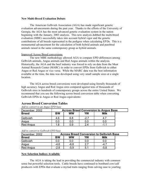 New Multi-Breed Evaluation Debuts - American Gelbvieh Association