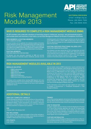 Risk Management Module 2013 - API Victoria - The Australian ...