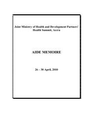 Aide Memoire April 2010 - Ministry of Health