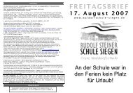 FREITAGSBRIEF - Rudolf-Steiner-Schule Siegen Freie Waldorfschule