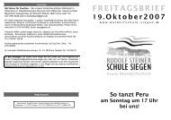 FREITAGSBRIEF - Rudolf-Steiner-Schule Siegen Freie Waldorfschule