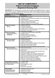 UNIT OF COMPETENCY Patient Controlled Analgesia Registered ...