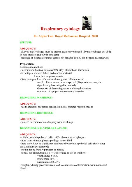 Respiratory Cytology Rcpa Tv