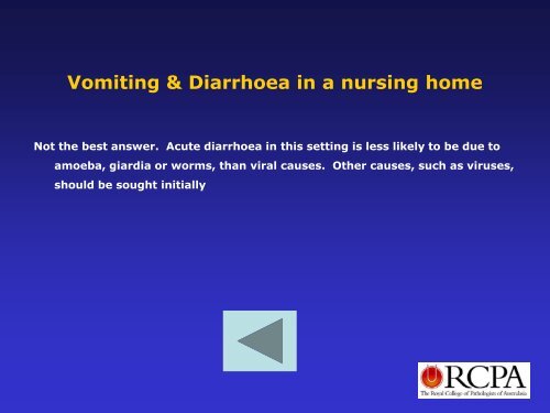 Vomiting & Diarrhoea in a nursing home - Rcpa.tv