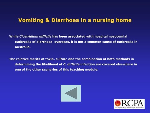 Vomiting & Diarrhoea in a nursing home - Rcpa.tv