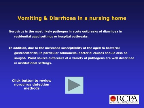 Vomiting & Diarrhoea in a nursing home - Rcpa.tv