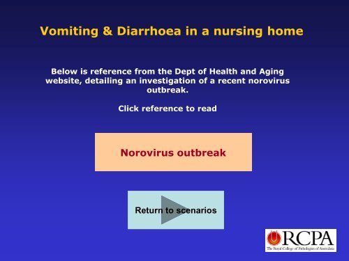 Vomiting & Diarrhoea in a nursing home - Rcpa.tv