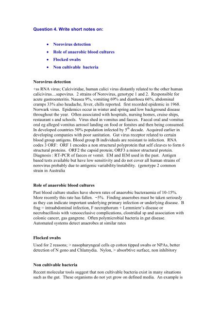 Model Answers Microbiology Written examinations 2007 - RCPA