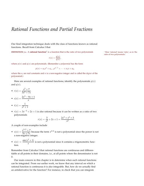 Class Notes Day 26 on Partial Fractions