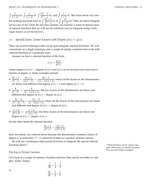 Class Notes Day 26 on Partial Fractions