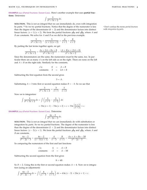 Class Notes Day 26 on Partial Fractions