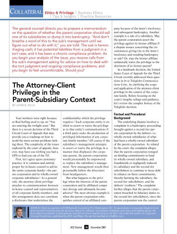 Attorney-client privilege is not a legal coat of mail ... Attorney-client privilege is not a legal coat of mail ...