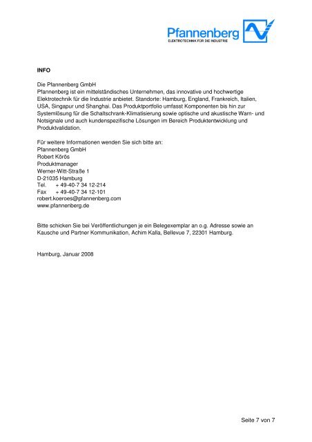 PRESSEMITTEILUNG: - Pfannenberg