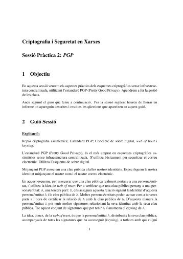 Criptografia i Seguretat en Xarxes SessiÃ³ PrÃ ctica 2: PGP 1 ... - dEIC
