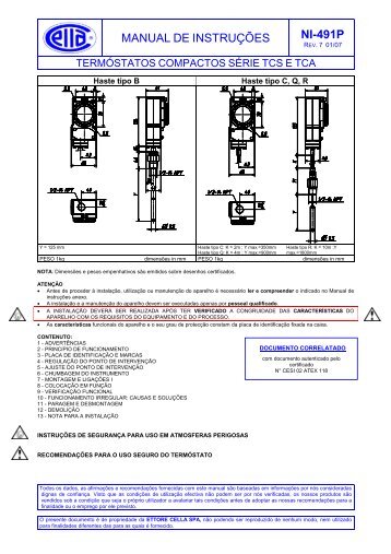 MANUAL DE INSTRUÃÃES NI-491P - Ettore Cella SPA