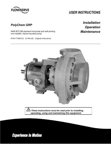 USER INSTRUCTIONS - Process Pumps