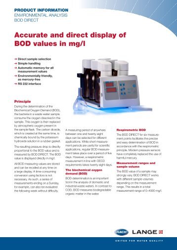 Accurate and direct display of BOD values in mg/l - Hyxo