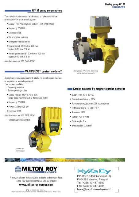 Dosing pump series Gâ¢ M - Hyxo