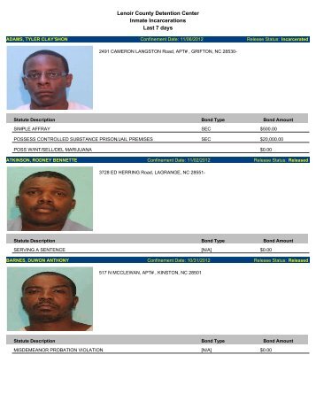 Updated Nov. 6 - Mugshots of people arrested in Lenoir County