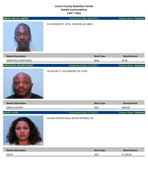 Updated Feb. 3: Mugshots of people arrested in Lenoir County