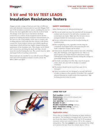 5 kV and 10 kV TEST LEADS Insulation Resistance Testers - Surgetek