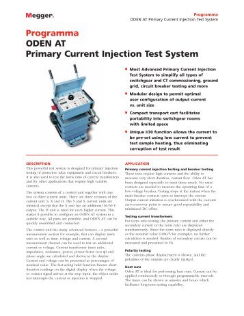 Programma ODEN AT Primary Current Injection Test System