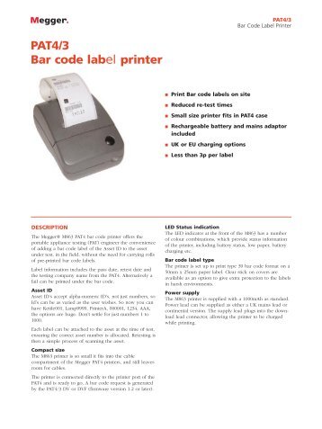 PAT4/3 Bar code label printer - Surgetek