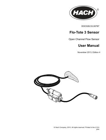 Flo-Tote 3 Sensor User Manual - Hachflow