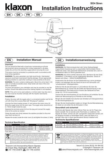 Installation Instructions - Klaxon Signals Ltd.