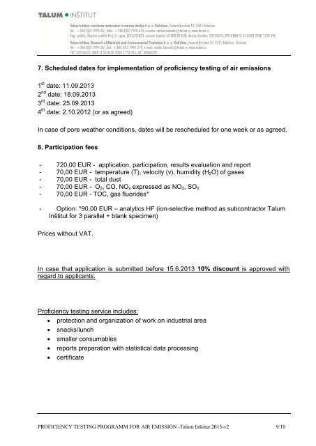 Proficiency Testing Programme for Air Emission