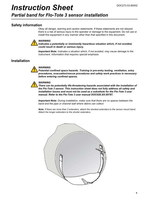 Partial Band for Flo-Tote 3 Sensor Installation - Hachflow