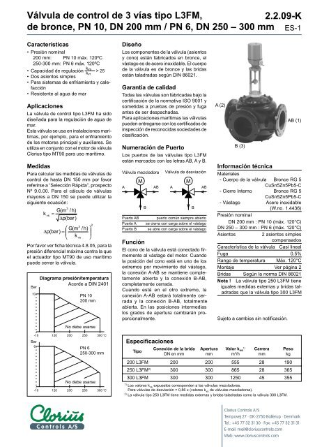 Válvula de control de 3 vías tipo L3FM, de bronce ... - Clorius Controls