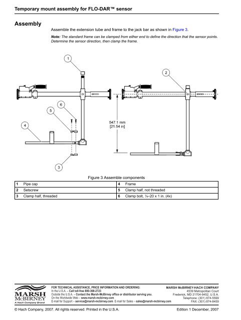 Instruction Sheet - Temporary mount assembly for Flo-Dar - Hachflow