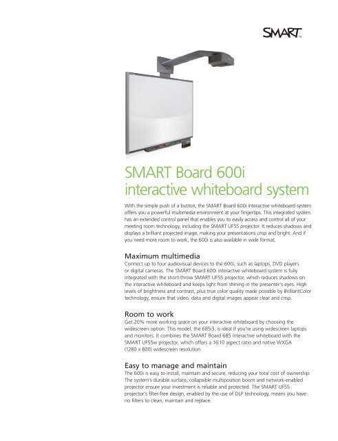 Smart Board 600i Interactive Whiteboard System Smarttech