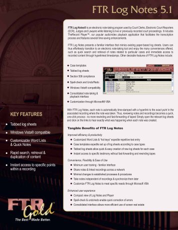 FTR Log Notes - The Chariot Group, Inc