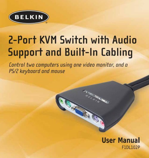 2-Port KVM Switch with Audio Support and Built-In Cabling