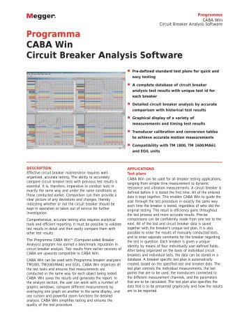 Programma CABA Win Circuit Breaker Analysis Software - Surgetek