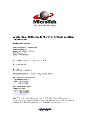 Amsterdam, Netherlands MicroTek Affiliate Location Information