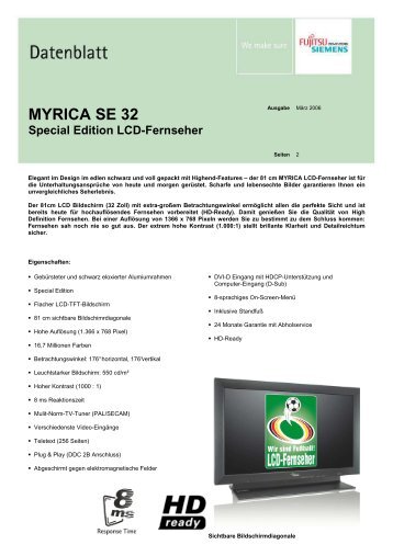 MYRICA SE 32 Special Edition LCD-Fernseher - produktinfo.conrad ...