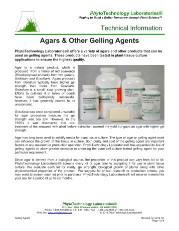 Agars and Other Gelling Agents - PhytoTechnology Laboratories