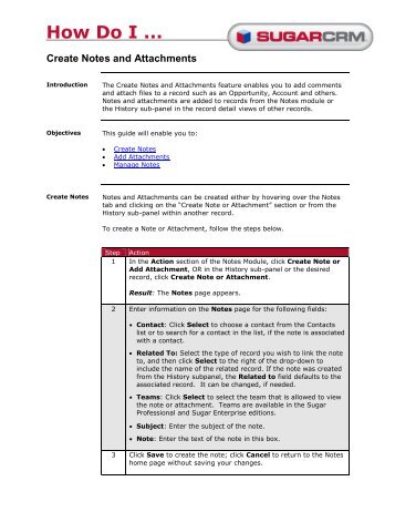 How Do I ... Create Notes and Attachments - SugarCRM