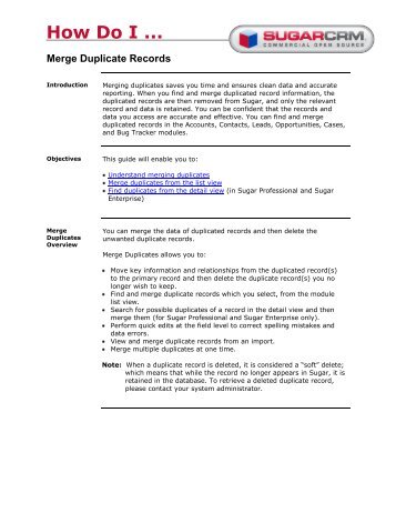 How Do I ... Merge Duplicate Records - SugarCRM