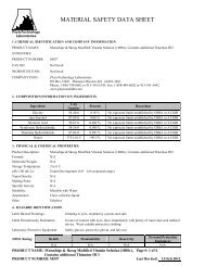 MATERIAL SAFETY DATA SHEET - PhytoTechnology Laboratories