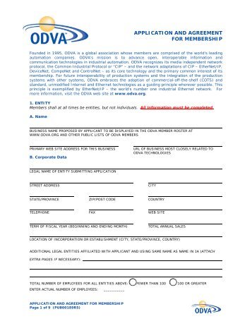 ODVA Membership Application Form