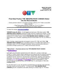 Final Data Pushes THE AMAZING RACE CANADA ... - Bell Media