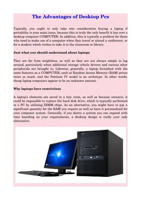 advantages of a desktop over a laptop