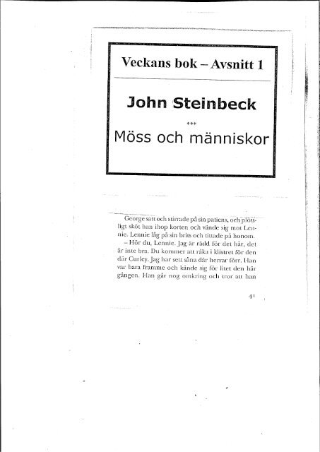 Veckans bok 1 - Möss och människor