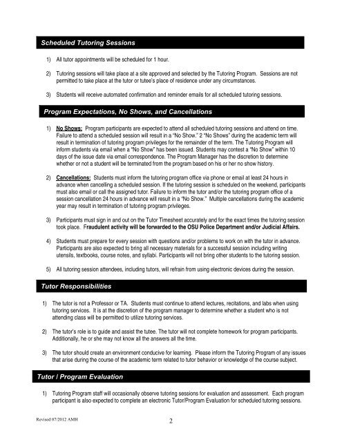 Tutee Memorandum of Agreement - Gripelements.com